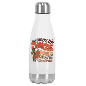 Giddy Up Jingle Horse Pick Up Your Feet Howdy Christmas Gift Stainless Steel Insulated Water Bottle