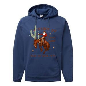 Giddy Up Jingle Horse Pick Up Your Feet Cowboy Santa Cactus  Performance Fleece Hoodie