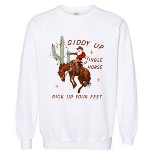 Giddy Up Jingle Horse Pick Up Your Feet Cowboy Santa Cactus  Garment-Dyed Sweatshirt