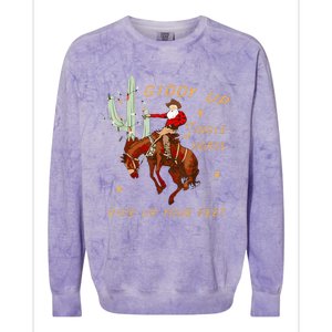 Giddy Up Jingle Horse Pick Up Your Feet Cowboy Santa Cactus Colorblast Crewneck Sweatshirt