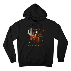 Giddy Up Jingle Horse Pick Up Your Feet Cowboy Santa Cactus Hoodie