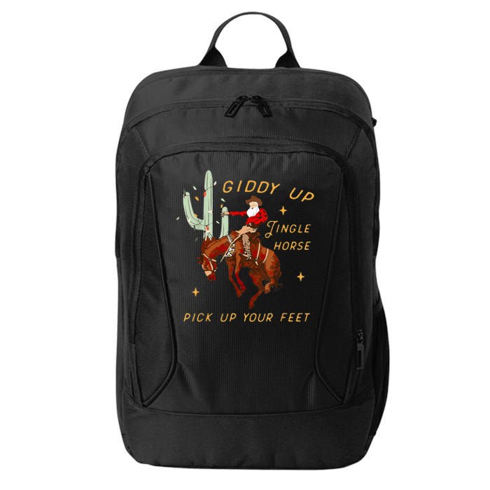 Giddy Up Jingle Horse Pick Up Your Feet Cowboy Santa Cactus City Backpack