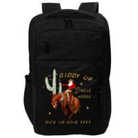 Giddy Up Jingle Horse Pick Up Your Feet Cowboy Santa Cactus Impact Tech Backpack