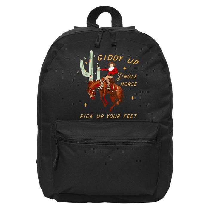 Giddy Up Jingle Horse Pick Up Your Feet Cowboy Santa Cactus 16 in Basic Backpack