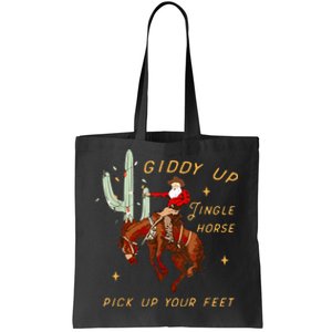 Giddy Up Jingle Horse Pick Up Your Feet Cowboy Santa Cactus Tote Bag