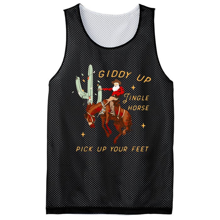 Giddy Up Jingle Horse Pick Up Your Feet Cowboy Santa Cactus Mesh Reversible Basketball Jersey Tank