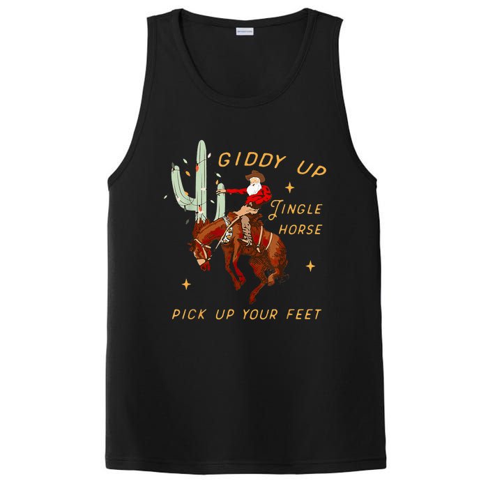 Giddy Up Jingle Horse Pick Up Your Feet Cowboy Santa Cactus PosiCharge Competitor Tank