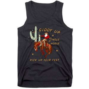 Giddy Up Jingle Horse Pick Up Your Feet Cowboy Santa Cactus Tank Top