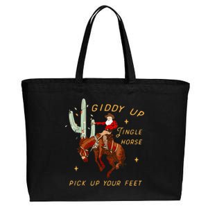 Giddy Up Jingle Horse Pick Up Your Feet Cowboy Santa Cactus Cotton Canvas Jumbo Tote