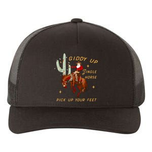 Giddy Up Jingle Horse Pick Up Your Feet Cowboy Santa Xmas Yupoong Adult 5-Panel Trucker Hat