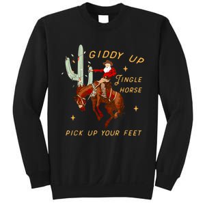 Giddy Up Jingle Horse Pick Up Your Feet Cowboy Santa Xmas Sweatshirt