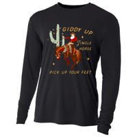 Giddy Up Jingle Horse Pick Up Your Feet Cowboy Santa Xmas Cooling Performance Long Sleeve Crew