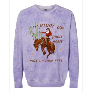 Giddy Up Jingle Horse Pick Up Your Feet Cowboy Santa Xmas Colorblast Crewneck Sweatshirt