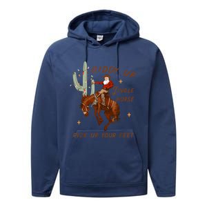 Giddy Up Jingle Horse Pick Up Your Feet Cowboy Santa Xmas Performance Fleece Hoodie