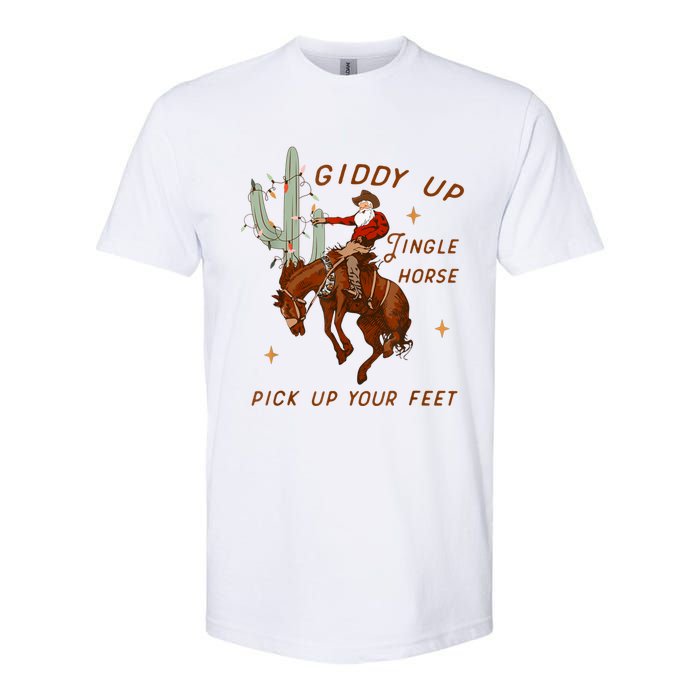 Giddy Up Jingle Horse Pick Up Your Feet Cowboy Santa Xmas Softstyle CVC T-Shirt