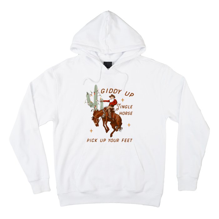 Giddy Up Jingle Horse Pick Up Your Feet Cowboy Santa Xmas Hoodie