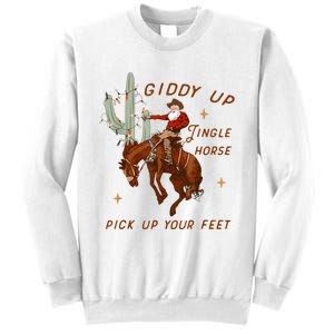 Giddy Up Jingle Horse Pick Up Your Feet Cowboy Santa Xmas Sweatshirt