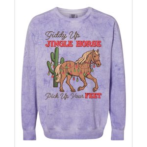 Giddy Up Jingle Horse Pick Up Your Feet Western Christmas Cool Gift Colorblast Crewneck Sweatshirt