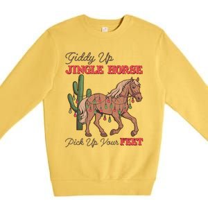 Giddy Up Jingle Horse Pick Up Your Feet Western Christmas Cool Gift Premium Crewneck Sweatshirt