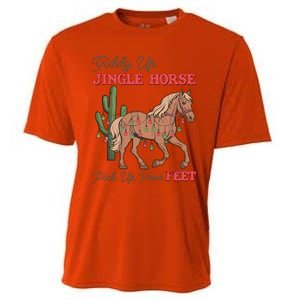 Giddy Up Jingle Horse Pick Up Your Feet Western Christmas Cool Gift Cooling Performance Crew T-Shirt