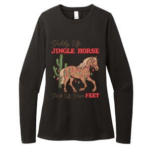 Giddy Up Jingle Horse Pick Up Your Feet Western Christmas Cool Gift Womens CVC Long Sleeve Shirt