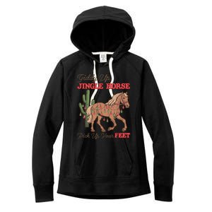 Giddy Up Jingle Horse Pick Up Your Feet Western Christmas Cool Gift Women's Fleece Hoodie