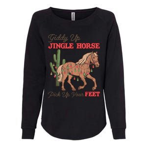 Giddy Up Jingle Horse Pick Up Your Feet Western Christmas Cool Gift Womens California Wash Sweatshirt