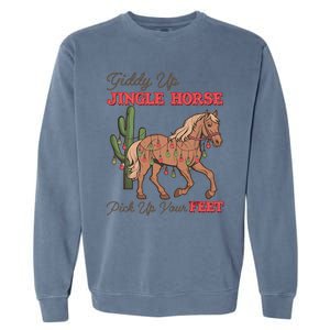 Giddy Up Jingle Horse Pick Up Your Feet Western Christmas Cool Gift Garment-Dyed Sweatshirt