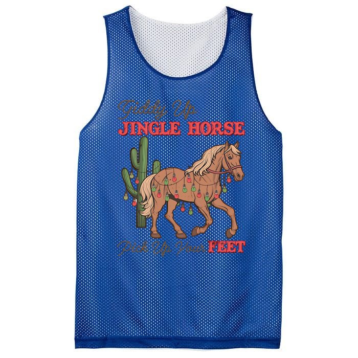 Giddy Up Jingle Horse Pick Up Your Feet Western Christmas Cool Gift Mesh Reversible Basketball Jersey Tank