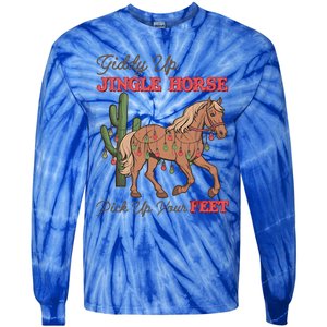 Giddy Up Jingle Horse Pick Up Your Feet Western Christmas Cool Gift Tie-Dye Long Sleeve Shirt