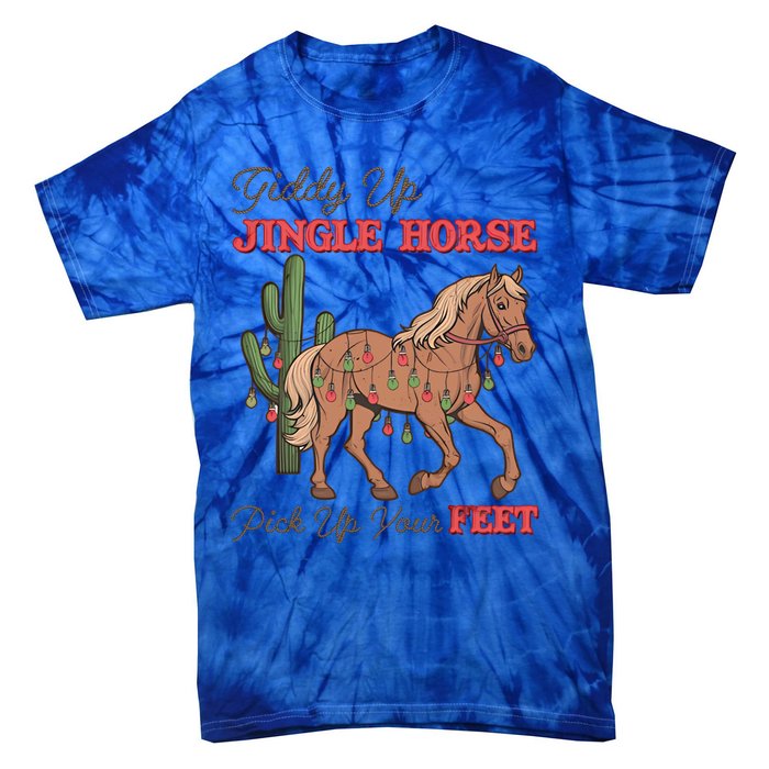 Giddy Up Jingle Horse Pick Up Your Feet Western Christmas Cool Gift Tie-Dye T-Shirt