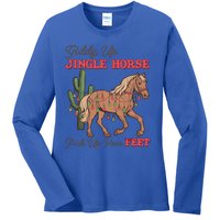 Giddy Up Jingle Horse Pick Up Your Feet Western Christmas Cool Gift Ladies Long Sleeve Shirt