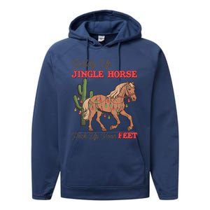 Giddy Up Jingle Horse Pick Up Your Feet Western Christmas Cool Gift Performance Fleece Hoodie