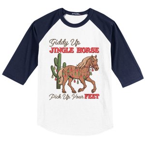 Giddy Up Jingle Horse Pick Up Your Feet Western Christmas Cool Gift Baseball Sleeve Shirt