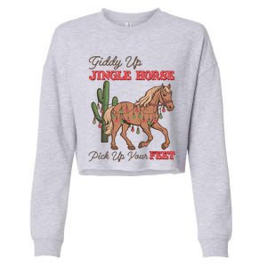 Giddy Up Jingle Horse Pick Up Your Feet Western Christmas Cool Gift Cropped Pullover Crew