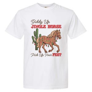 Giddy Up Jingle Horse Pick Up Your Feet Western Christmas Cool Gift Garment-Dyed Heavyweight T-Shirt