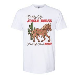 Giddy Up Jingle Horse Pick Up Your Feet Western Christmas Cool Gift Softstyle CVC T-Shirt