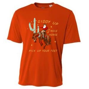 Giddy Up Jingle Horse Pick Up Your Feet Cow Santa Cactus Meaningful Gift Cooling Performance Crew T-Shirt