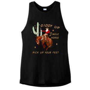 Giddy Up Jingle Horse Pick Up Your Feet Cow Santa Cactus Meaningful Gift Ladies PosiCharge Tri-Blend Wicking Tank