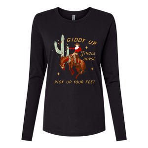 Giddy Up Jingle Horse Pick Up Your Feet Cow Santa Cactus Meaningful Gift Womens Cotton Relaxed Long Sleeve T-Shirt