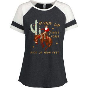 Giddy Up Jingle Horse Pick Up Your Feet Cow Santa Cactus Meaningful Gift Enza Ladies Jersey Colorblock Tee