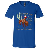 Giddy Up Jingle Horse Pick Up Your Feet Cow Santa Cactus Meaningful Gift V-Neck T-Shirt