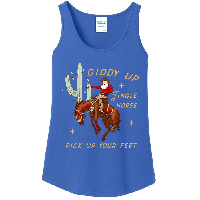 Giddy Up Jingle Horse Pick Up Your Feet Cow Santa Cactus Meaningful Gift Ladies Essential Tank