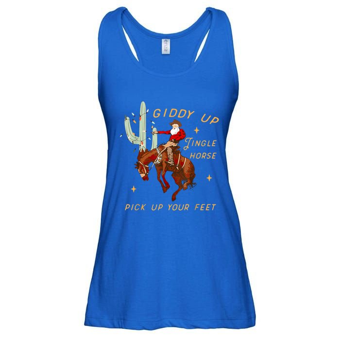 Giddy Up Jingle Horse Pick Up Your Feet Cow Santa Cactus Meaningful Gift Ladies Essential Flowy Tank