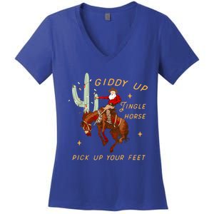 Giddy Up Jingle Horse Pick Up Your Feet Cow Santa Cactus Meaningful Gift Women's V-Neck T-Shirt