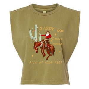 Giddy Up Jingle Horse Pick Up Your Feet Cow Santa Cactus Meaningful Gift Garment-Dyed Women's Muscle Tee