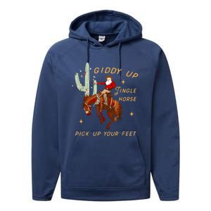 Giddy Up Jingle Horse Pick Up Your Feet Cow Santa Cactus Meaningful Gift Performance Fleece Hoodie