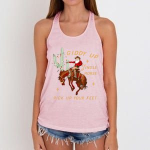 Giddy Up Jingle Horse Pick Up Your Feet Cow Santa Cactus Meaningful Gift Women's Knotted Racerback Tank