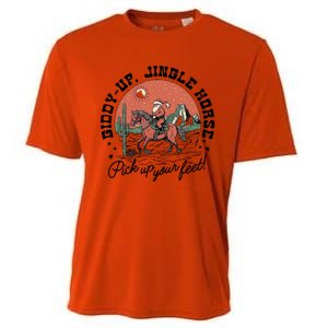 Giddy Up Jingle Horse Christmas Country Howdy Santa Great Gift Cooling Performance Crew T-Shirt