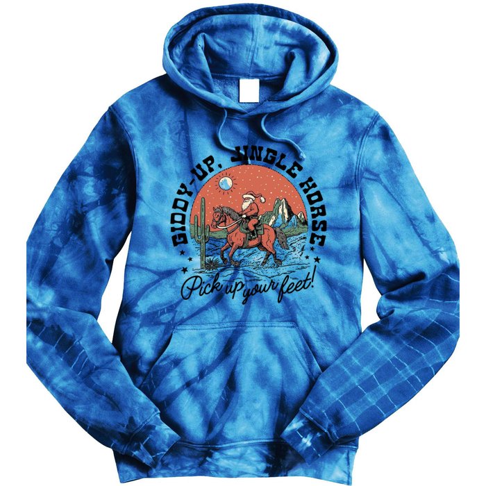 Giddy Up Jingle Horse Christmas Country Howdy Santa Great Gift Tie Dye Hoodie